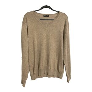 Kallspin Men's M Cashmere Wool Blend Relaxed V Neck Pullover Sweater size L